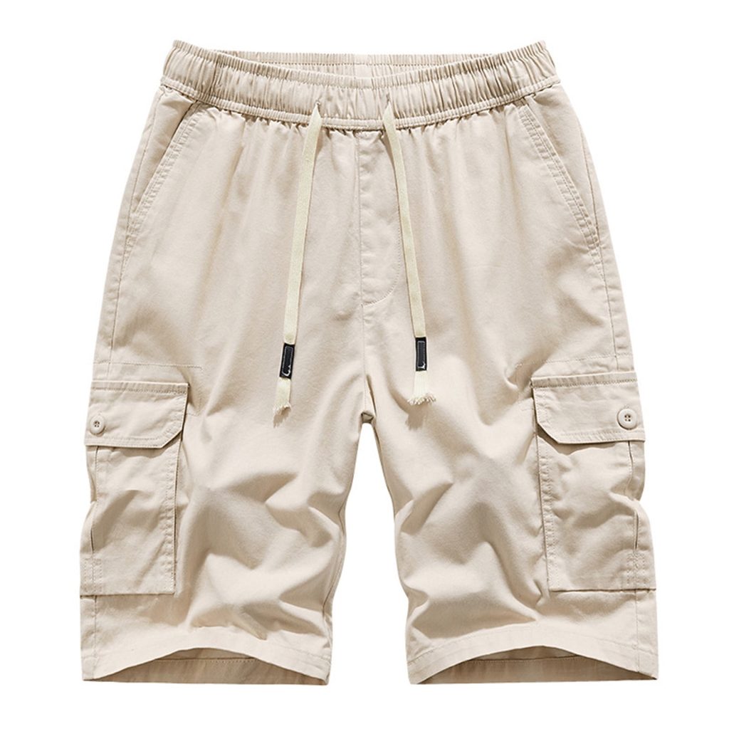 mens elastic waist cargo shorts