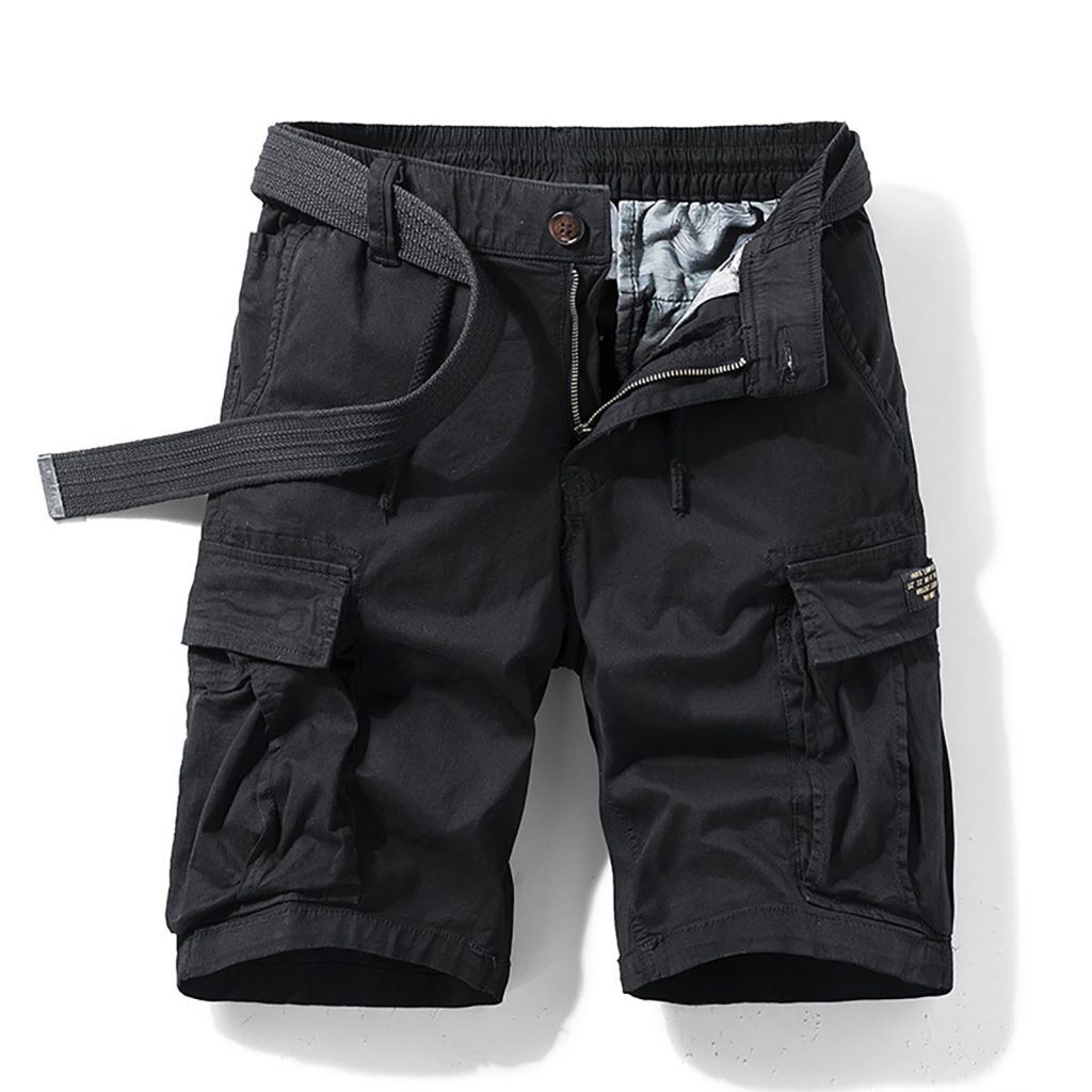 mens elastic waist cargo shorts