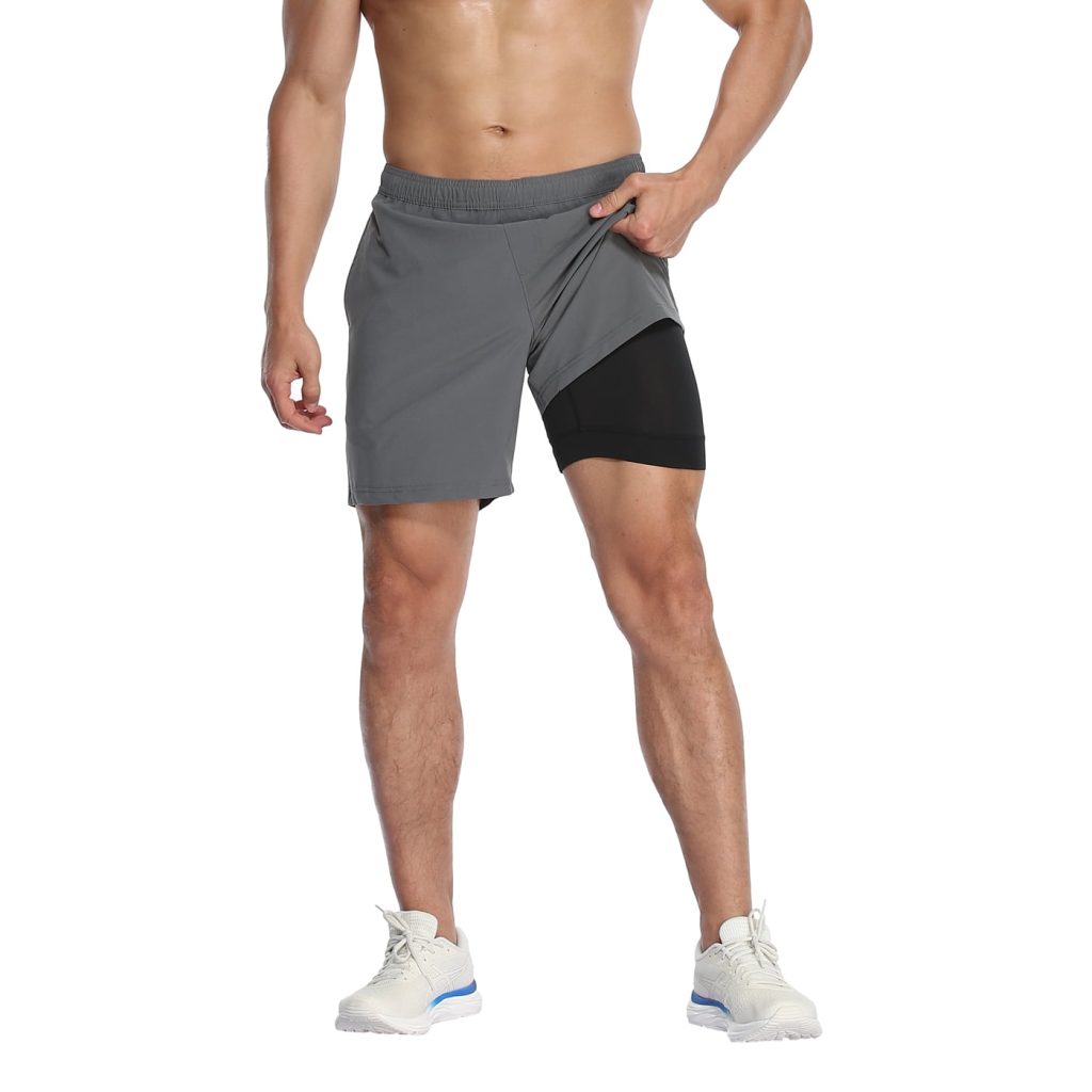 Men' s workout shorts with liner