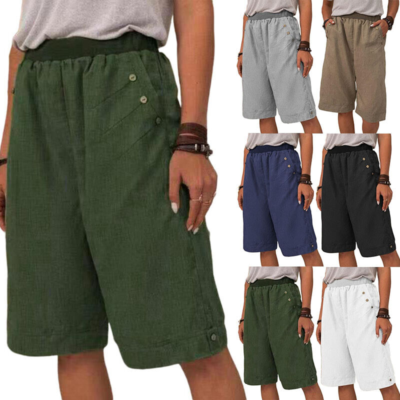 Cotton linen casual shorts