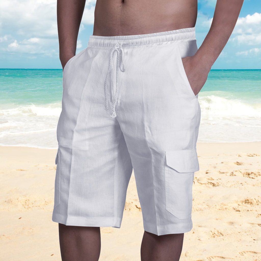 Mens casual linen shorts