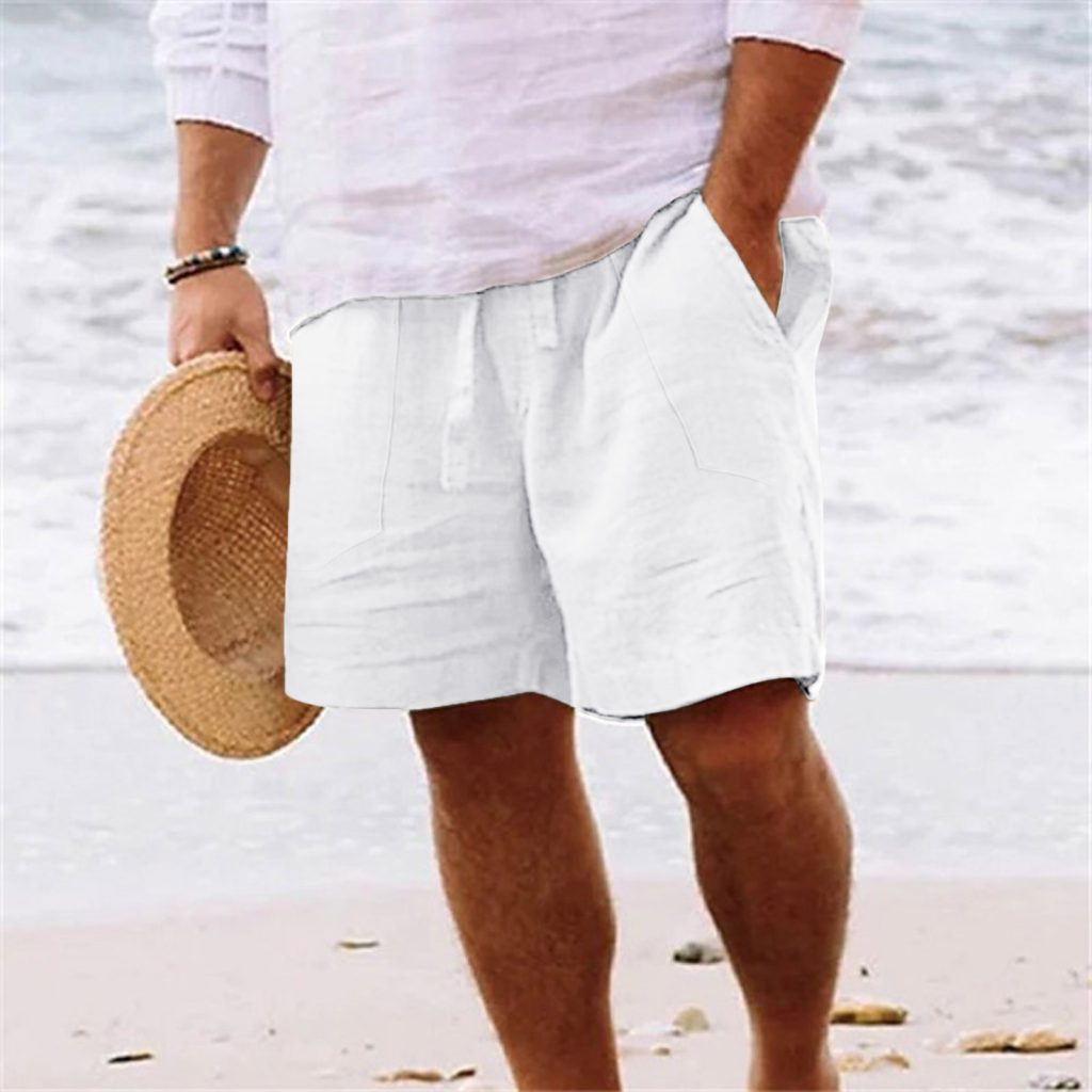 Mens casual linen shorts