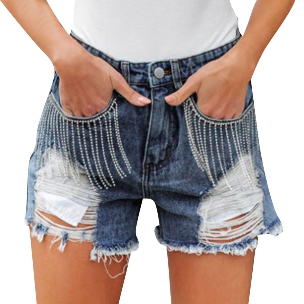 fringe jean shorts